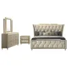 Coaster Fine Furniture 222661KE-S4 Lorient - 4 Piece Eastern King Bedroom Set - Ivory And Camel