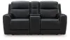 Ashley Furniture PCU1090218 Ashley Furniture PCU1090218 5Z-Comfort - Power Reclining Loveseat / Console / Adjustable Headrest - Onyx