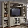 Liberty Furniture 498-ENTW-ECP Morgan Creek - Entertainment Center With Piers - Antique White / Wirebrushed Tobacco Accents