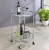 CoasterEveryday 181367 Chrissy - Round Glass Shelf Metal Bar Cart - Chrome