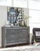 Ashley Furniture B214/31/36/46/54/57/95/B100-13 Lodanna - 7 Pc. - Dresser, Mirror, Chest, Queen Panel Bed With Roll Slats - Gray