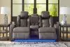 Ashley Furniture 3660218 Ashley Furniture 3660218 Fyne-Dyme - Power Reclining Loveseat with Console/Adj Hdrst - Shadow