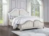 CoasterElevations 223391KW Evangeline - Tufted Upholstered Platform California King Bed - Ivory And Silver Oak