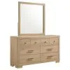 Coaster Fine Furniture 223113M Arielle - 6-Drawer Bedroom Dresser With Mirror - Light Oak