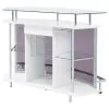 CoasterEssence 182235 Gideon - Curved Glass Top Home Bar Cabinet - White High Gloss