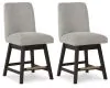 Ashley Furniture D984-124 Burkhaus - Upholstered Swivel Barstool (Set of 2) - Beige / Dark Brown