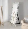 CoasterEssence 961634 Tavin - Geometric Frame Standing Mirror - Silver