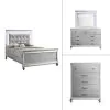 New Classic 02-9698S-34C New Classic 02-9698S-34C Valentino - Queen 4 Piece Bedroom Set (Bed, Dresser, Mirror, Chest) - Silver