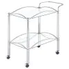 CoasterEveryday 910077 Shadix - 2-Tier Rectangular Glass Shelf Metal Bar Cart - Chrome