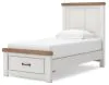Ashley Furniture B4615B5 Ashley Furniture B4615B5 Savonport - Twin Panel Storage Bed With Storage Footboard - White / Brown