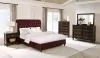 Coaster Fine Furniture 360341KE-S5 Devon - 5 Piece Eastern King Bedroom Set - Wine Red And Dark Oak
