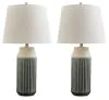 Ashley Furniture L177984 Afener - Ceramic Table Lamp (Set of 2) - Blue / Beige