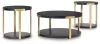 Ashley Furniture T410-13 Shylore - Occasional Table Set (Set of 3) - Black / Brass Finish