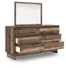 Ashley Furniture PCB3367B1 Ashley Furniture PCB3367B1 Chirason - Six Drawer Dresser And Mirror - Brown