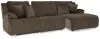 Ashley Furniture 92705S10 Ashley Furniture 92705S10 Top Tier - 3-Piece Reclining Sectional With Raf Press Back Chaise - Chocolate