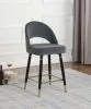 CoasterEssence 192549 Lindsey - Velvet Upholstered Counter Chair (Set of 2) - Gray