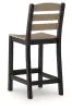 Ashley Furniture PCP221-113 Shoreline Beach - Outdoor Counter Table And 2 Barstools (Set of 3) - Black / Beige