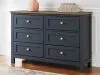 Ashley Furniture B414/21/26/53/52/86 Ashley Furniture B414/21/26/53/52/86 Landocken - 5 Pc. - Dresser, Mirror, Twin Panel Bed - Brown / Blue