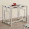 CoasterEssence 703737 Merced - Square Glass Top Side End Table - Nickel