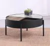 Coaster Fine Furniture 707898 Ozella - Round Coffee Table With Hidden Storage Sandy - Black