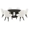 Coaster Fine Furniture 115390-S7 Leandro - 7 Piece Round Dining Table Set - Cream / Burnished Black