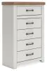 Benchcraft® B4615-46 Savonport - Five Drawer Chest - White / Brown