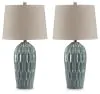 Ashley Furniture L178034 Hadbury - Ceramic Table Lamp (Set of 2) - Pale Blue / Teal