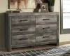 Ashley Furniture B440/31/36/46/57/54/98/92(2) Ashley Furniture B440/31/36/46/57/54/98/92(2) Wynnlow - 8 Pc. - Dresser, Mirror, Chest, Queen Crossbuck Panel Bed, 2 Nightstands - Gray