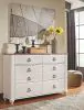 Ashley Furniture B267/31/36/57/54/98 Ashley Furniture B267/31/36/57/54/98 Willowton - 5 Pc. - Dresser, Mirror, Queen Panel Bed - Whitewash