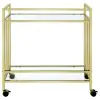 CoasterEssence 181381 Cara - 2-Tier Rectangular Glass Shelf Metal Bar Cart - Brass