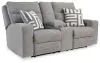 Ashley Furniture 9050318 Biscoe - Power Reclining Loveseat With Console /Adj Headrest - Pewter
