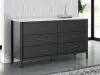 Ashley Furniture B2616/231/36/87/84/B100-12 Ashley Furniture B2616/231/36/87/84/B100-12 Cadmori - 5 Pc. - Dresser, Mirror, Full Upholstered Panel Bed - Black / White