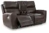 Ashley Furniture PCU6450618 Crossplex - Power Reclining Loveseat / Console / Adjustable Headrest - Smoke