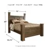 Ashley Furniture B251/31/36/46/67/64/98/92 Ashley Furniture B251/31/36/46/67/64/98/92 Juararo - 7 Pc. - Dresser, Mirror, Chest, Queen Poster Bed, Nightstand - Dark Brown