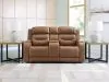 Ashley Furniture PCU1160018A Ashley Furniture PCU1160018A Knightington - Power Reclining Loveseat With Audio Console - Caramel