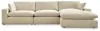 Benchcraft® 10006/64/46/17/08 Elyza - 4 Pc. - Right Arm Facing Corner Chaise 3 Pc Sectional, Ottoman - Linen