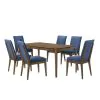 New Classic 40-7185BB-D6C New Classic 40-7185BB-D6C Maggie - Dining Table With 6 Blue Chairs - Dark Brown