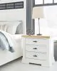 Benchcraft® B844/31/36/58/56S/97/93(2) Benchcraft® B844/31/36/58/56S/97/93(2) Ashbryn - 7 Pc. - Dresser, Mirror, King Panel Storage Bed, 2 Nightstands - White / Natural