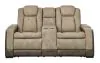 Ashley Furniture 2200318 Ashley Furniture 2200318 Next-Gen Durapella - Power Reclining Loveseat With Console/Adj Headrest - Sand