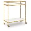 Ashley Furniture A4000625 Plattfield - Bar Cart - Antique Gold Finish