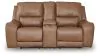Ashley Furniture PCU6260618 DeepWakes - Power Reclining Loveseat / Console / Adjustable Headrest - Caramel