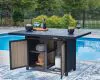 Ashley Furniture PCP587-665 East Beach - Rectangular Bar Table With Fire Pit - Blue