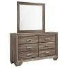 CoasterEveryday 204193M Kauffman - 6-Drawer Dresser With Mirror - Washed Taupe