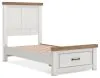 Ashley Furniture B4615B5 Ashley Furniture B4615B5 Savonport - Twin Panel Storage Bed With Storage Footboard - White / Brown
