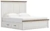 Ashley Furniture B4615B13 Ashley Furniture B4615B13 Savonport - King Panel Bed With Under Bed Storage Unit - White / Brown