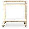 Ashley Furniture A4000625 Plattfield - Bar Cart - Antique Gold Finish