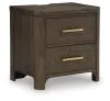 Ashley Furniture PCB843-92 Radkin - Two Drawer Night Stand - Burnished Brown
