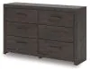 Ashley Furniture B3789-31 Prendonea - Six Drawer Dresser - Charcoal