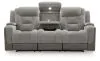 Ashley Furniture PC8350515 Mixed Motion - Power Reclining Sofa With Adjustable Headrest - Shadow