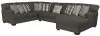Jackson Furniture Industries 5473/62/30/76-58 Jackson Furniture Industries 5473/62/30/76-58 Crawford - 3 Piece Sectional With RSF Chaise And 10 Included Accent Pillows - Dark Gray